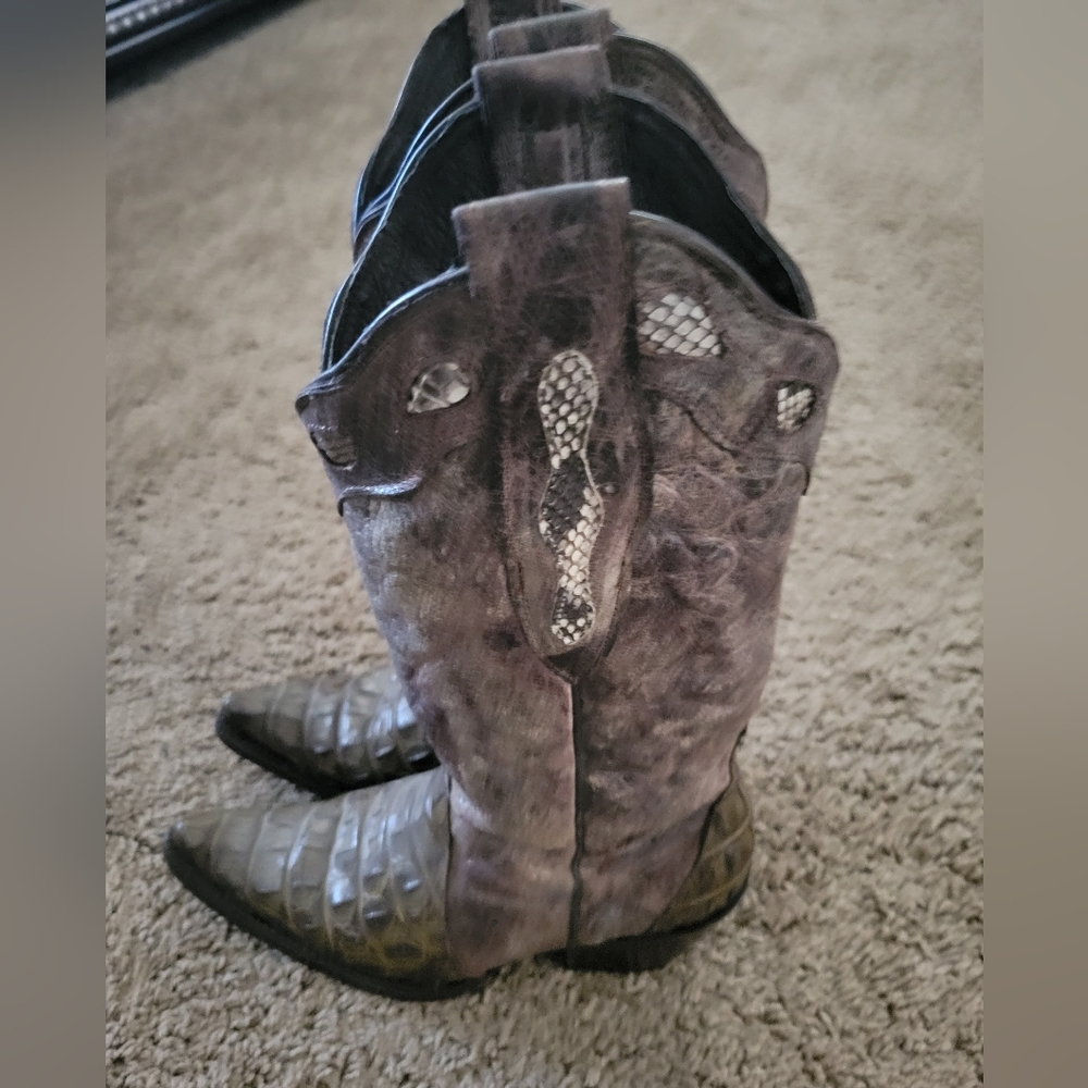 AWESOME Olive Mens Size 7 Mexican Leather Cowboy Boots